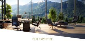 Wealth & Estate Planning Branding and Marketing. Design of contemporary conference room.