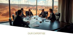 Wealth & Estate Planning Branding and Marketing. Design of contemporary conference room. Executives 