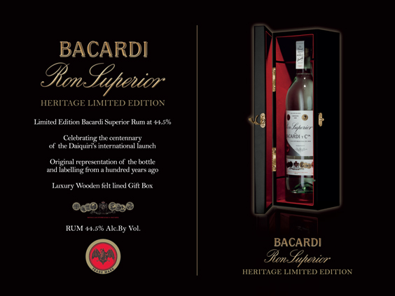 Bacardi retail Ron Superior Heritage Limited Edition brand packaging