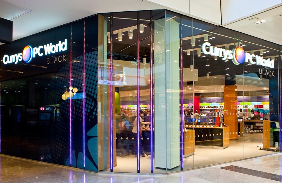 Black Currys PC World technology brand identity and store design