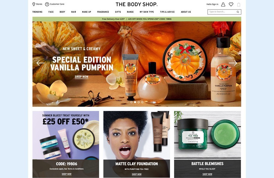 A brand strategy for the health & beauty retail pioneer, The Body Shop online shop