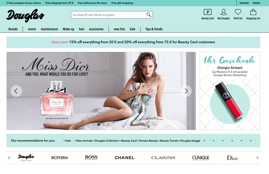 A design agency review for health & beauty retail pioneer, Douglas Germany internet site