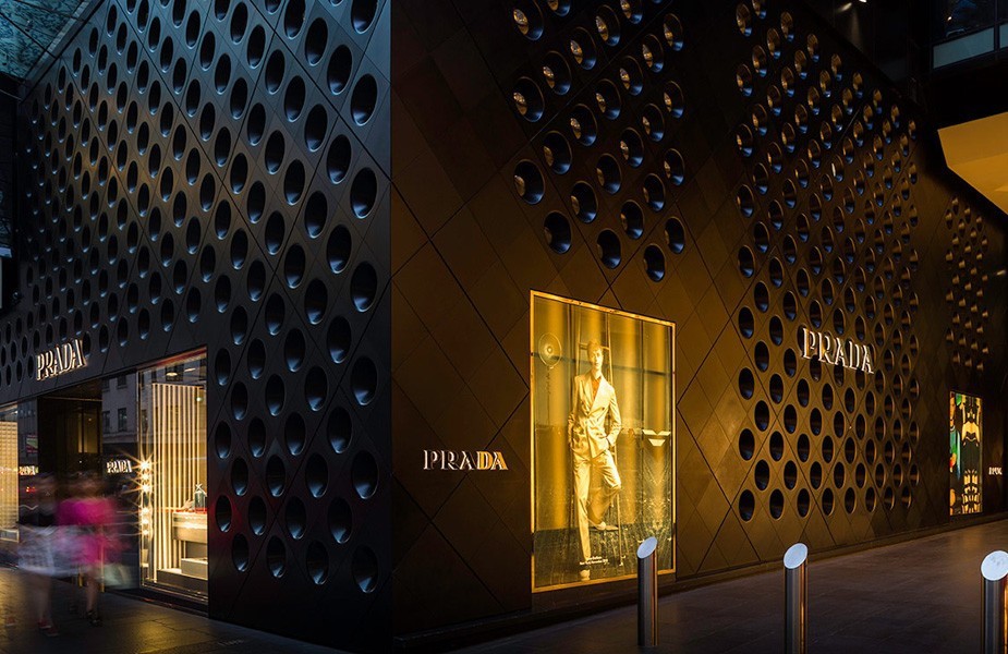 Innovative Shopping Mall and Food Court design - Westfield Sydney Prada store design