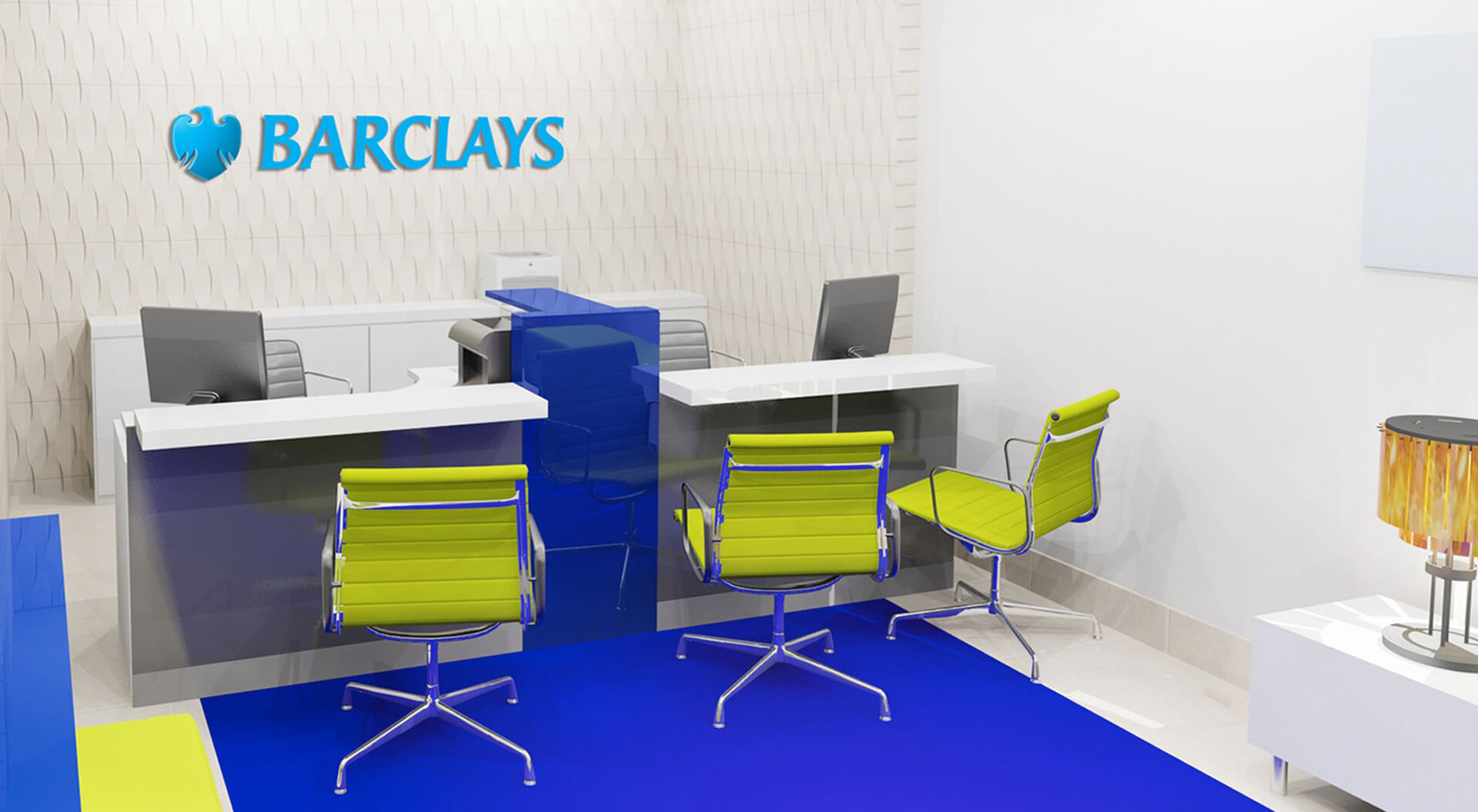 Retail bank interior design lifestyle concept visual at Barclays Bank