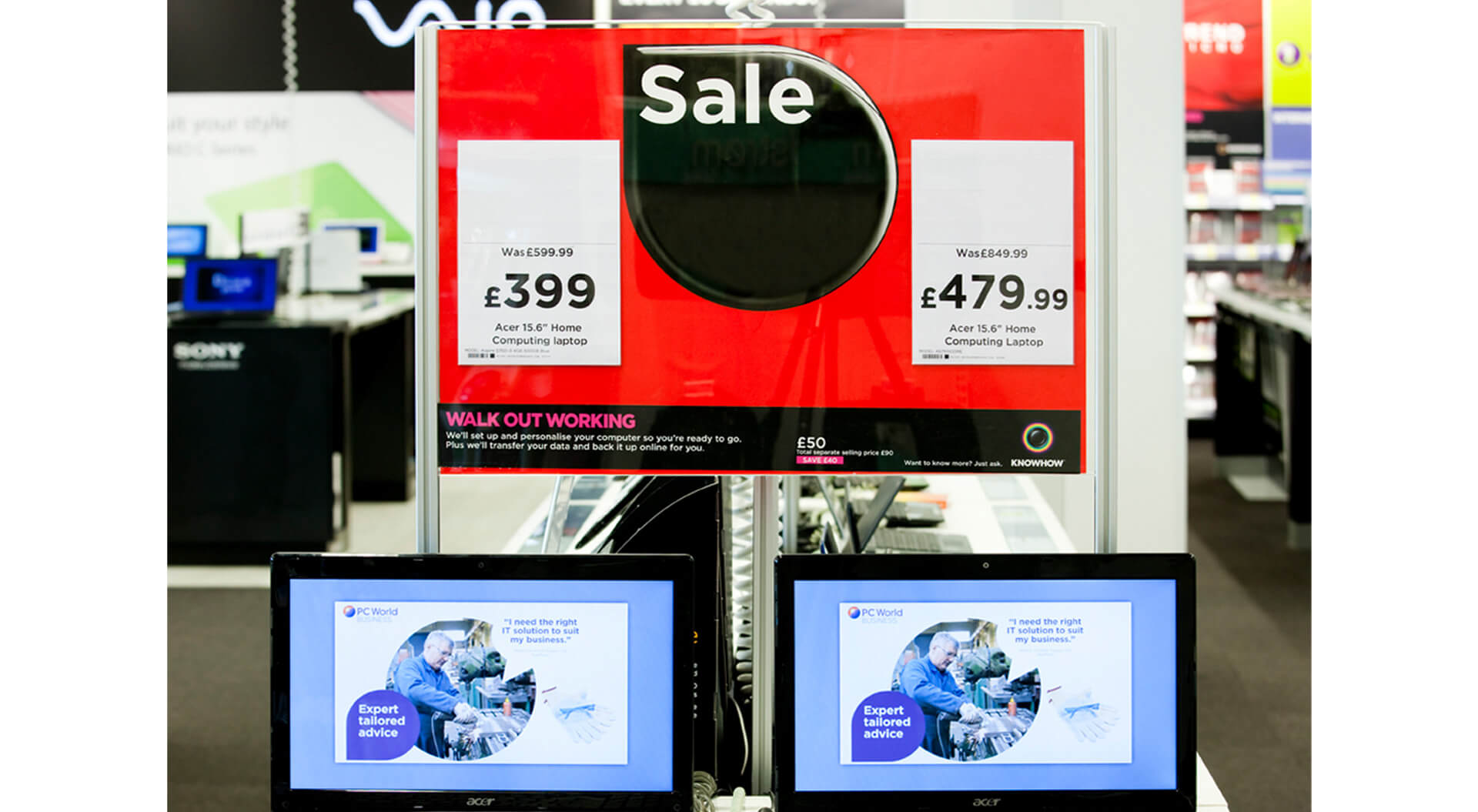 Currys PC World corporate in-store brand sales communications