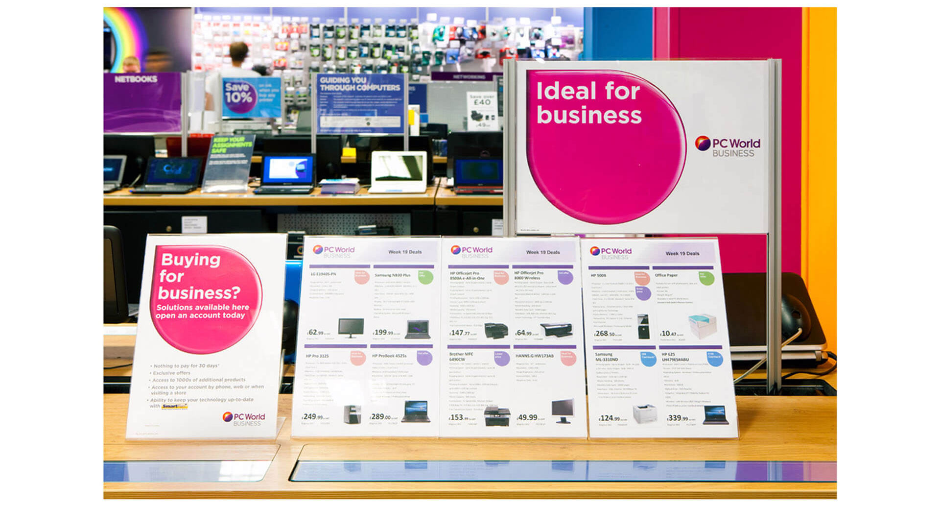 Currys PC World corporate sub-brand identity PC World Business in-store brand communications