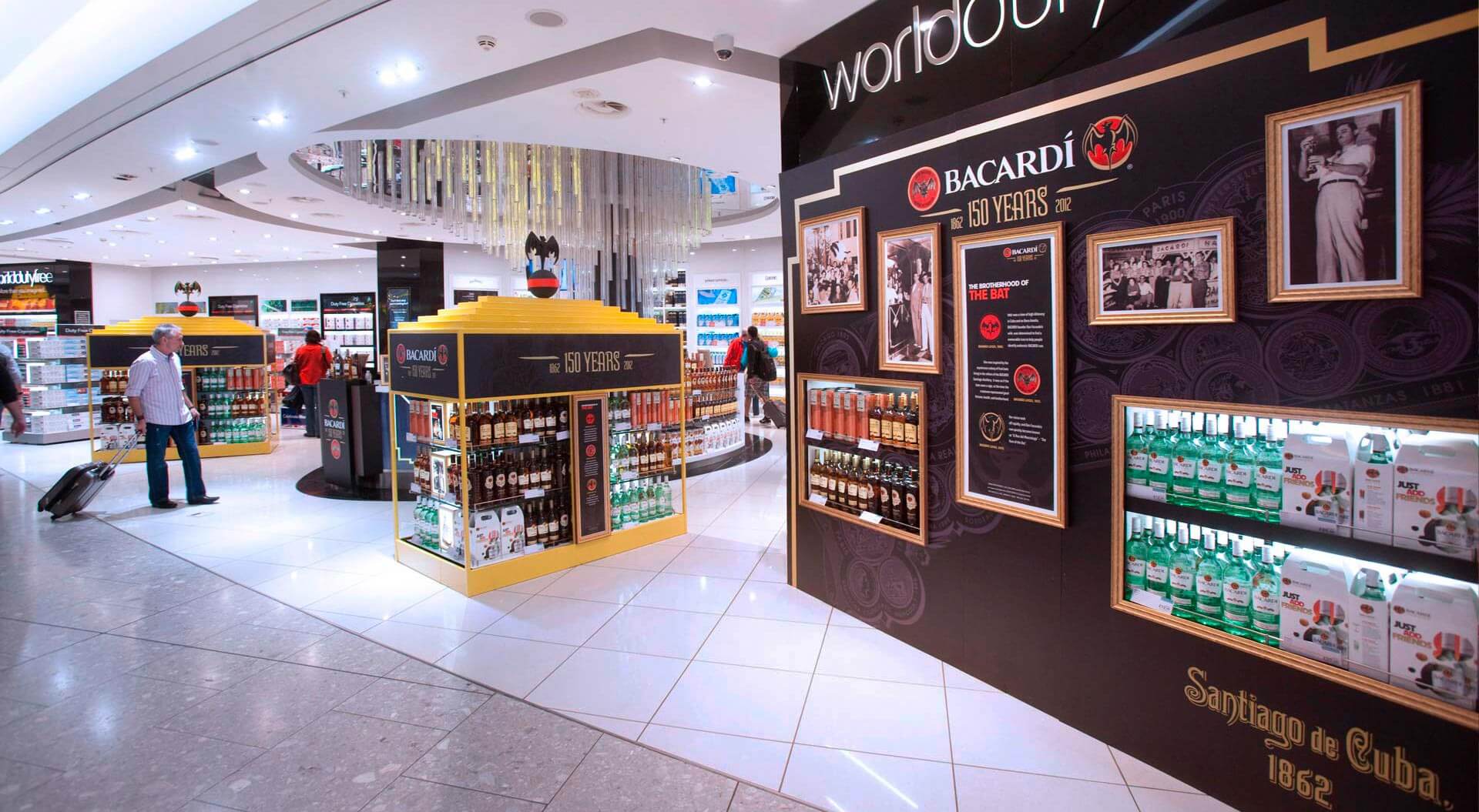 Bacardi 150 Years celebration store design World Duty Free Heathrow Terminal 5 branding and store design