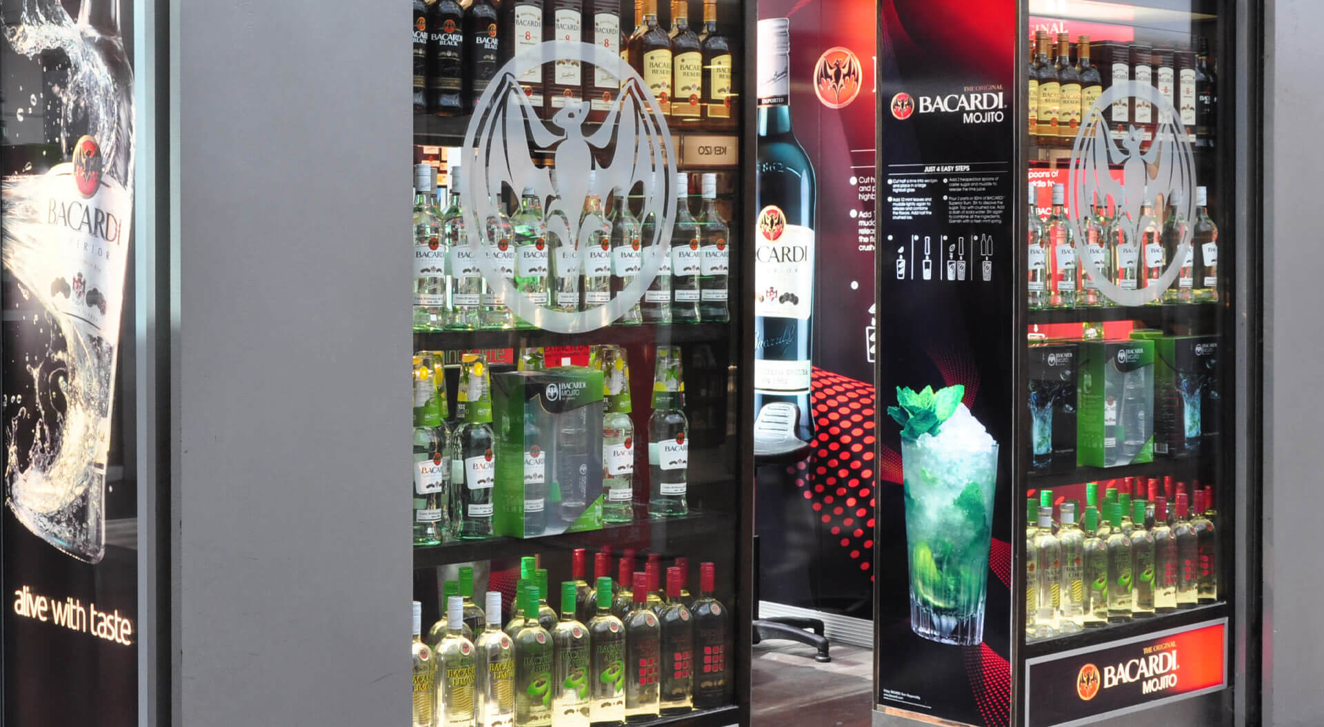 Bacardi Mojito Global Travel Retail, brand activation store entrance design at Charles de Gualle Airport