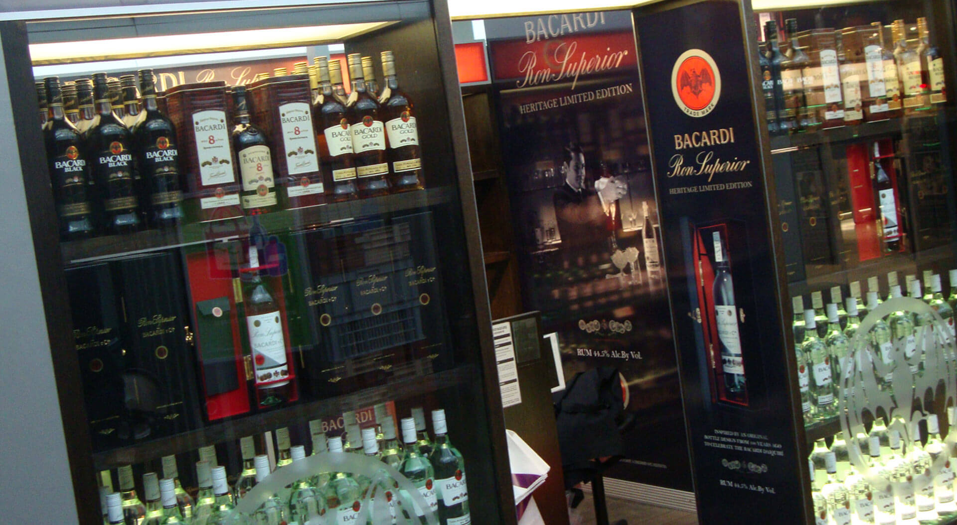 Bacardi Heritage Ron Superior Limited Edition brand activation store design at Charles de Gualle Airport