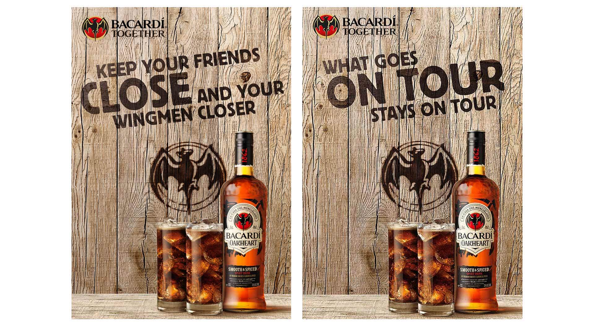 Bacardi Oakheart brand experience graphics, what goes on tour stays on tour brand platform