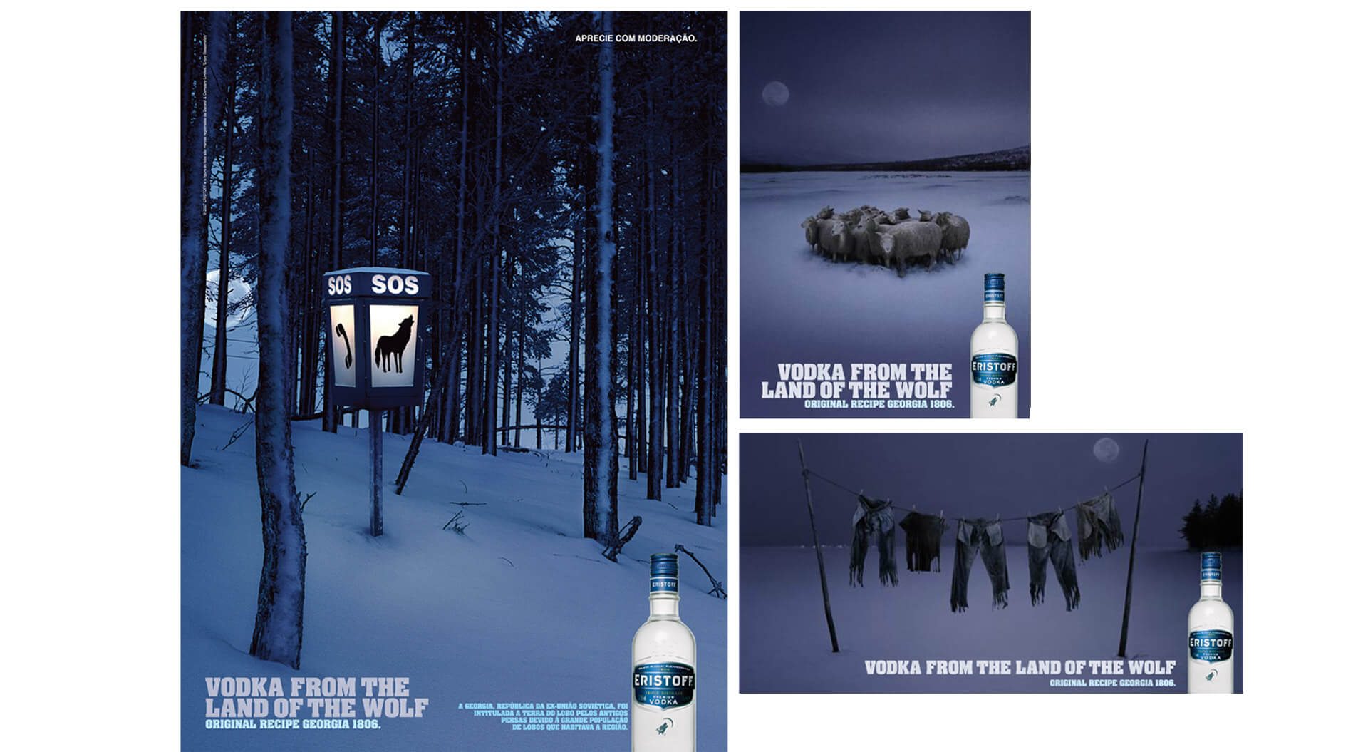 Eristoff vodka brand promotions Vodka from the land of the wolf and airport duty free poster designs