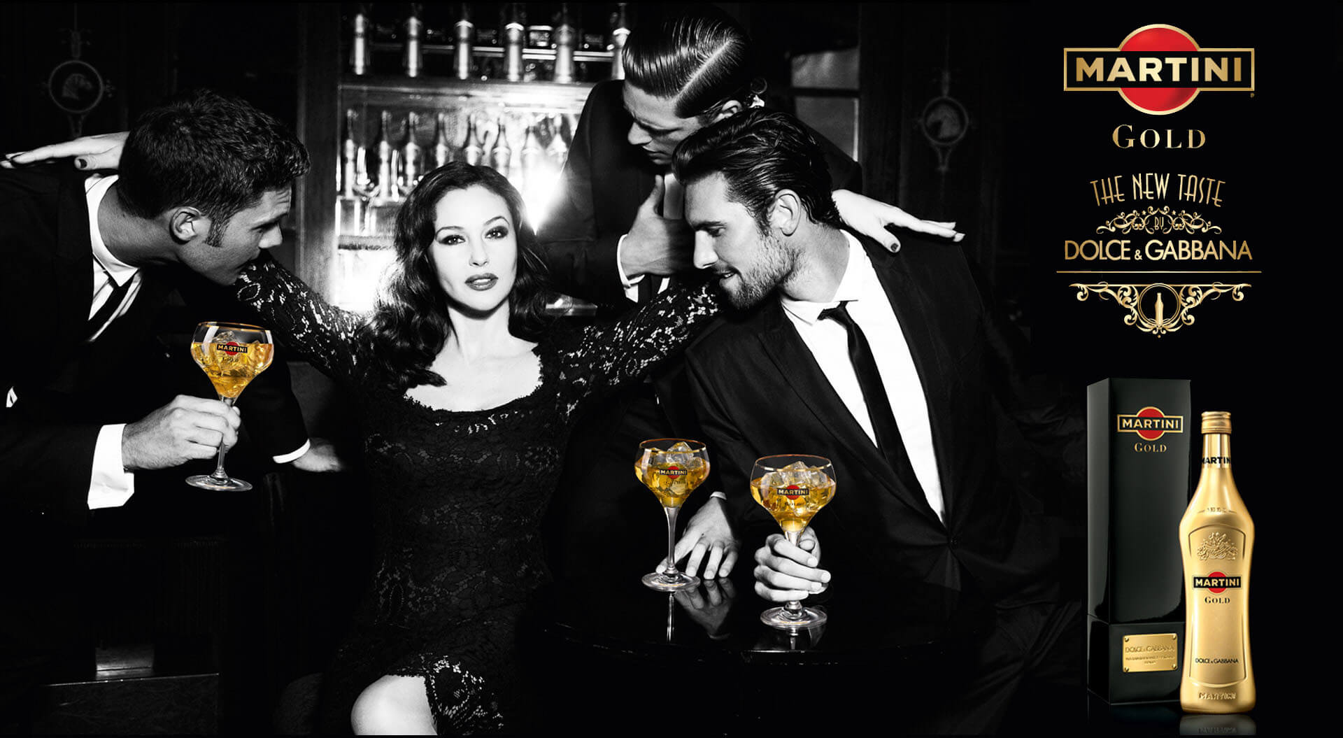 Martini Gold the new taste Dolce & Gabbana brand marketing with Monica Bellucci for Bacardi Global Travel Retail