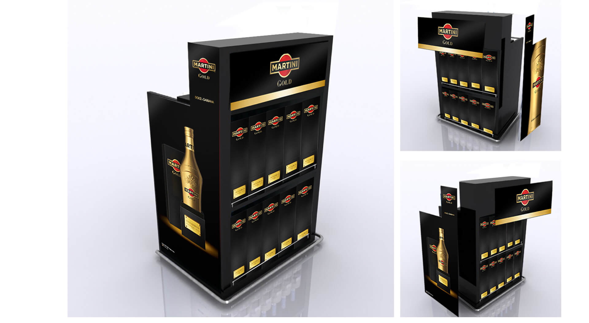 Martini Gold the new taste Dolce & Gabbana roller bar branding for Bacardi Global Travel Retail