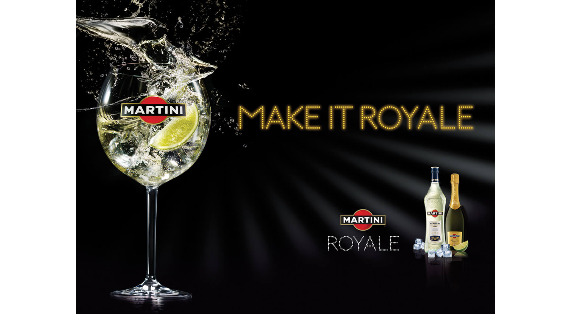  Martini Royale spirits industry promotion campaigns branding in airports, duty-free alcohol marketing for Bacardi Global Travel Retail