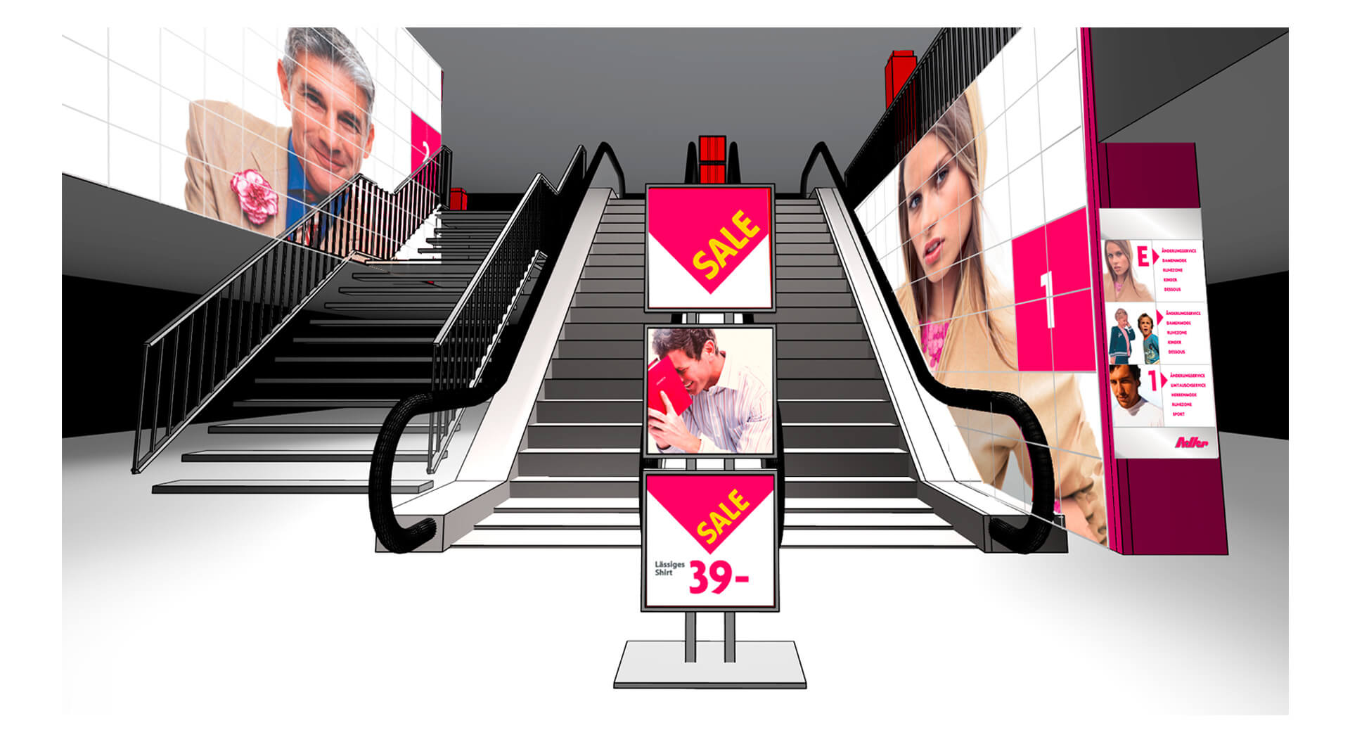  Adler Fashion Store Germany visual of retail store interior design escalator sales promotion and navigation