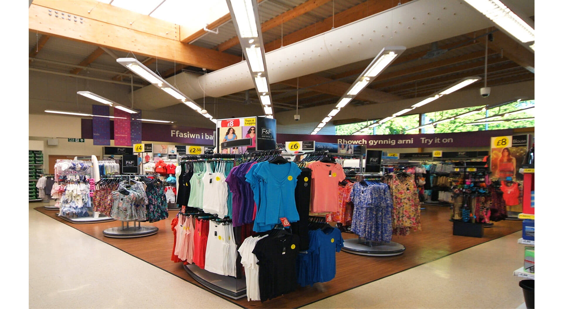  Florence and Fred Tesco fashion Welshpool retail store interior design, rebrand merchandising, lighting system and communications