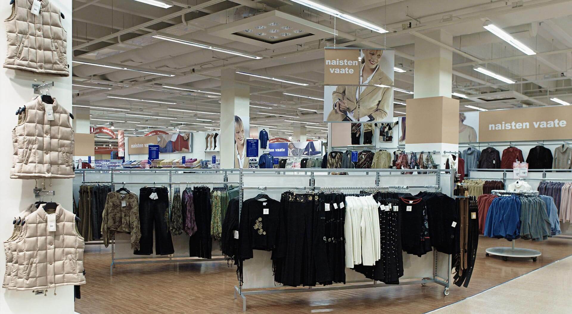 Kesko K Citymarket Hypermarket fashion store interior design merchandising systems and branding graphics