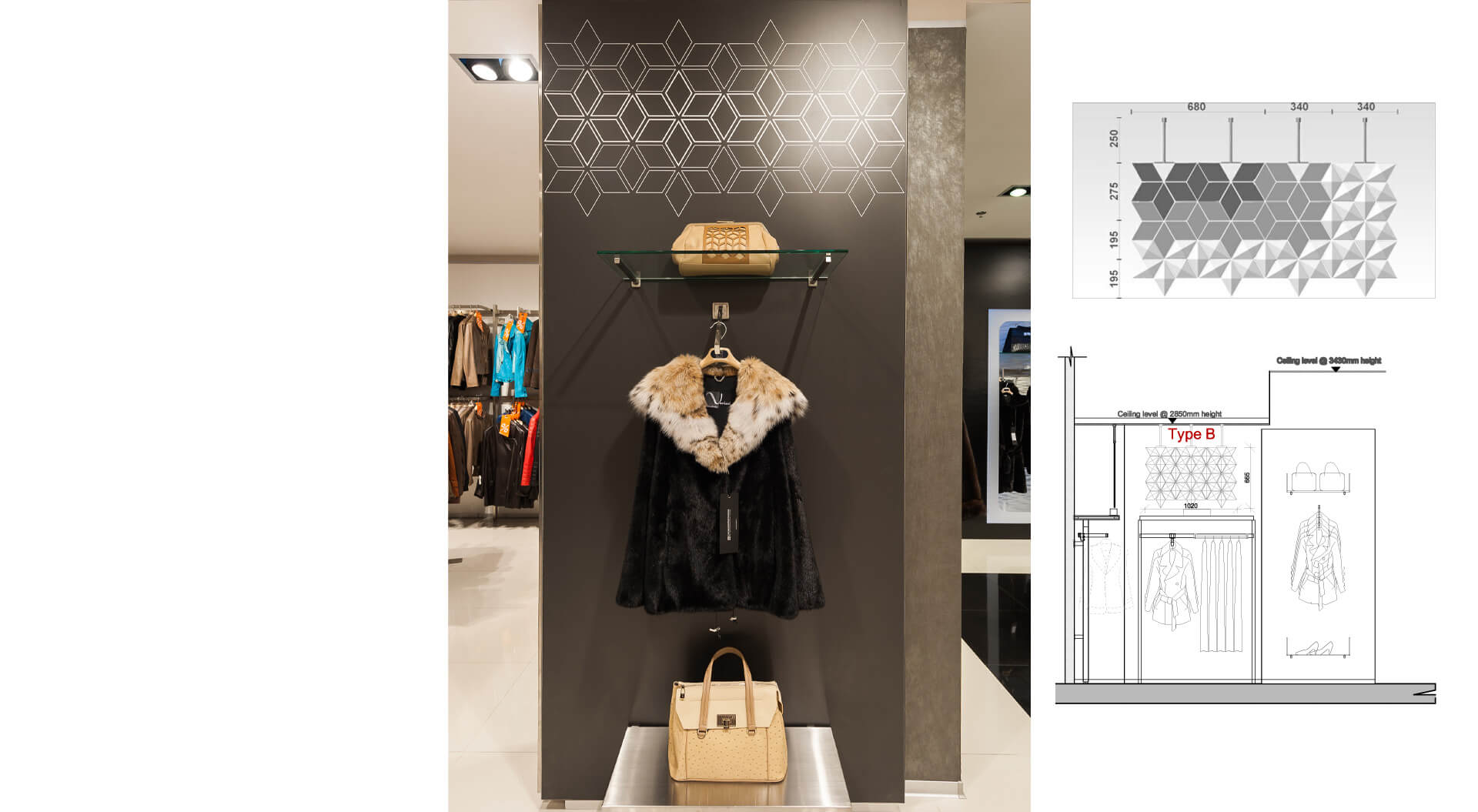 Snow Queen, Снежная королева,  Russia fashion store retail interior design, merchandising and rebrand graphics for furs department