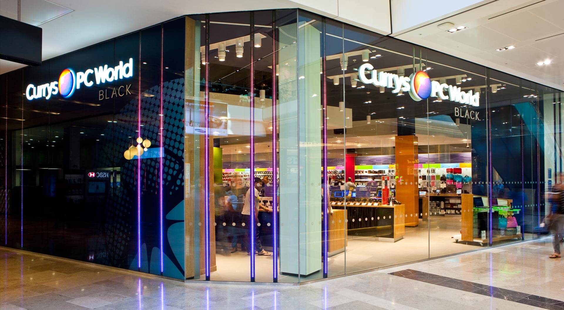 Currys PC World Black brand identity and store shop front