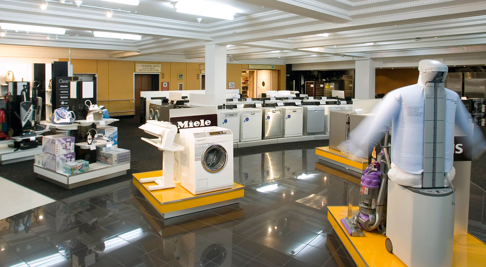 Harrods, household technology electrical department store interior design for homeware appliances