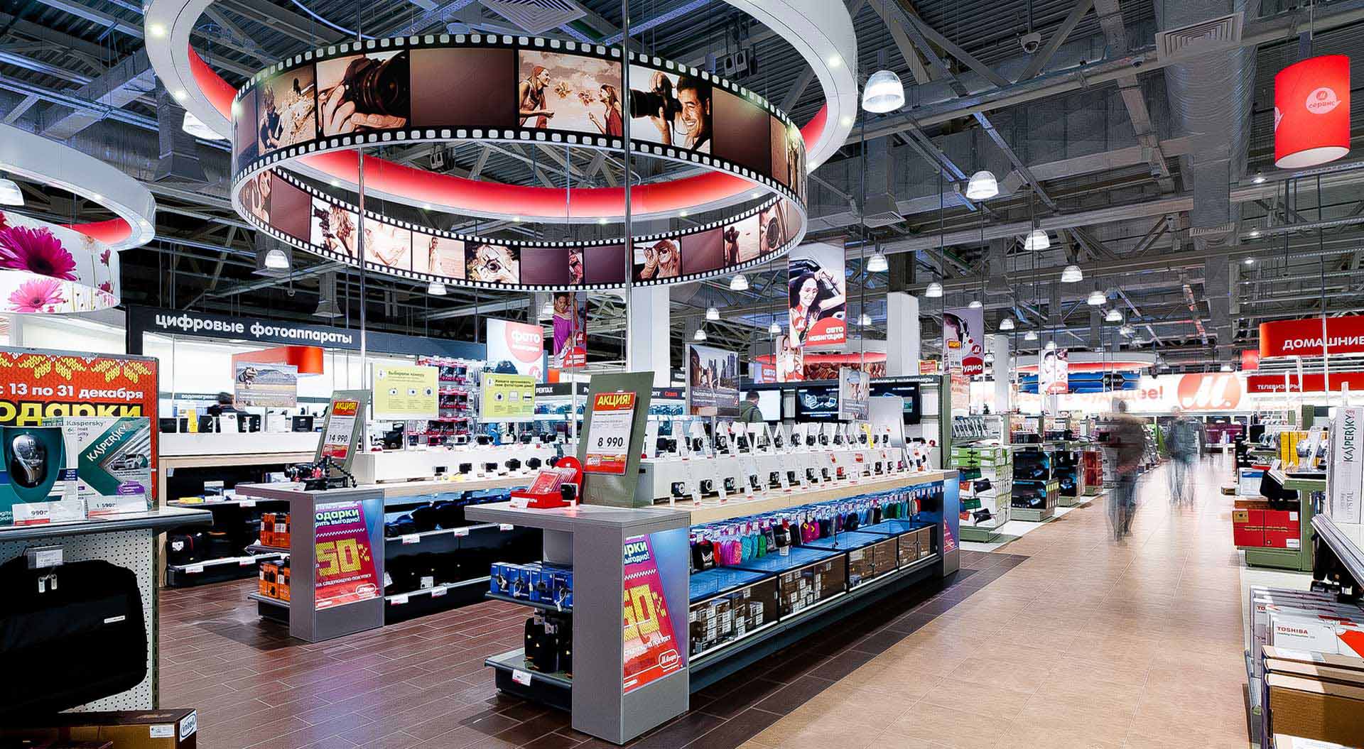 M.Video Technology Stores rebrand and interior design POSM brand communications Kitchen appliances