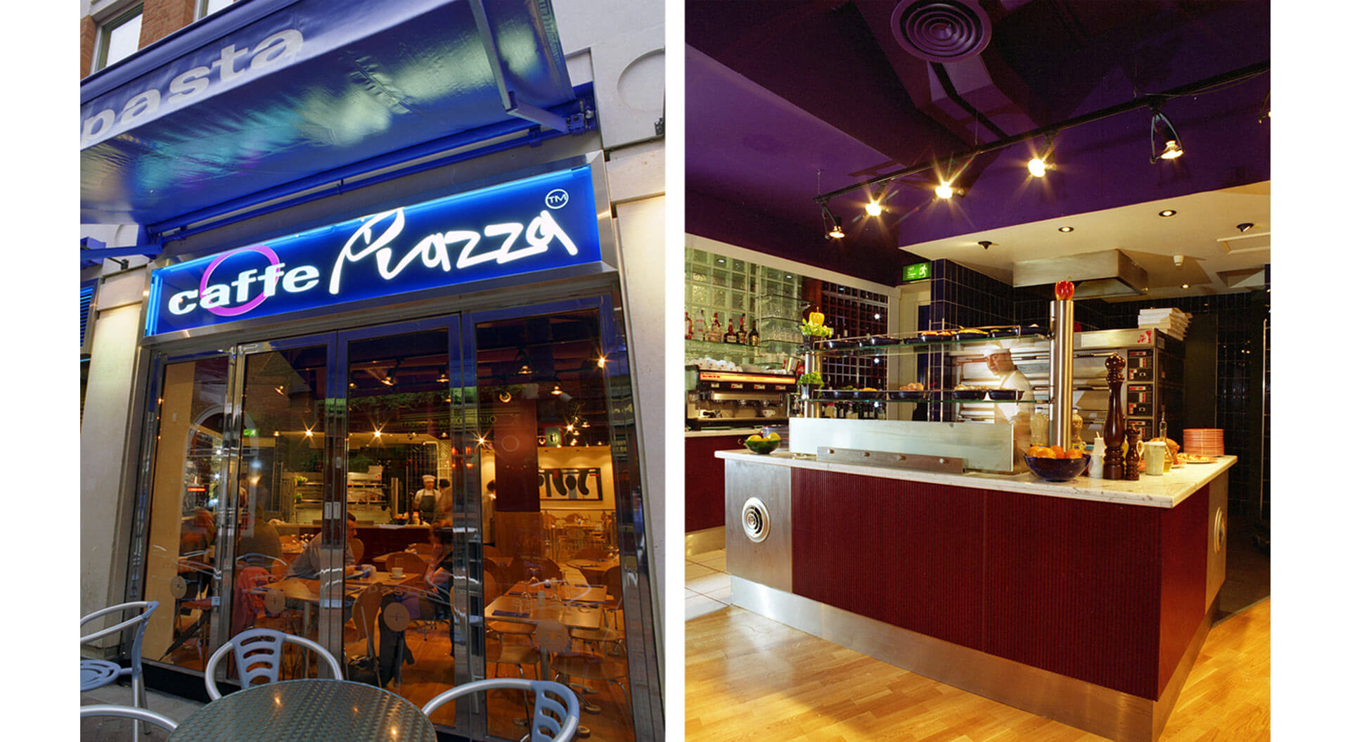 Caffe Piazza restaurant branding and interior design 