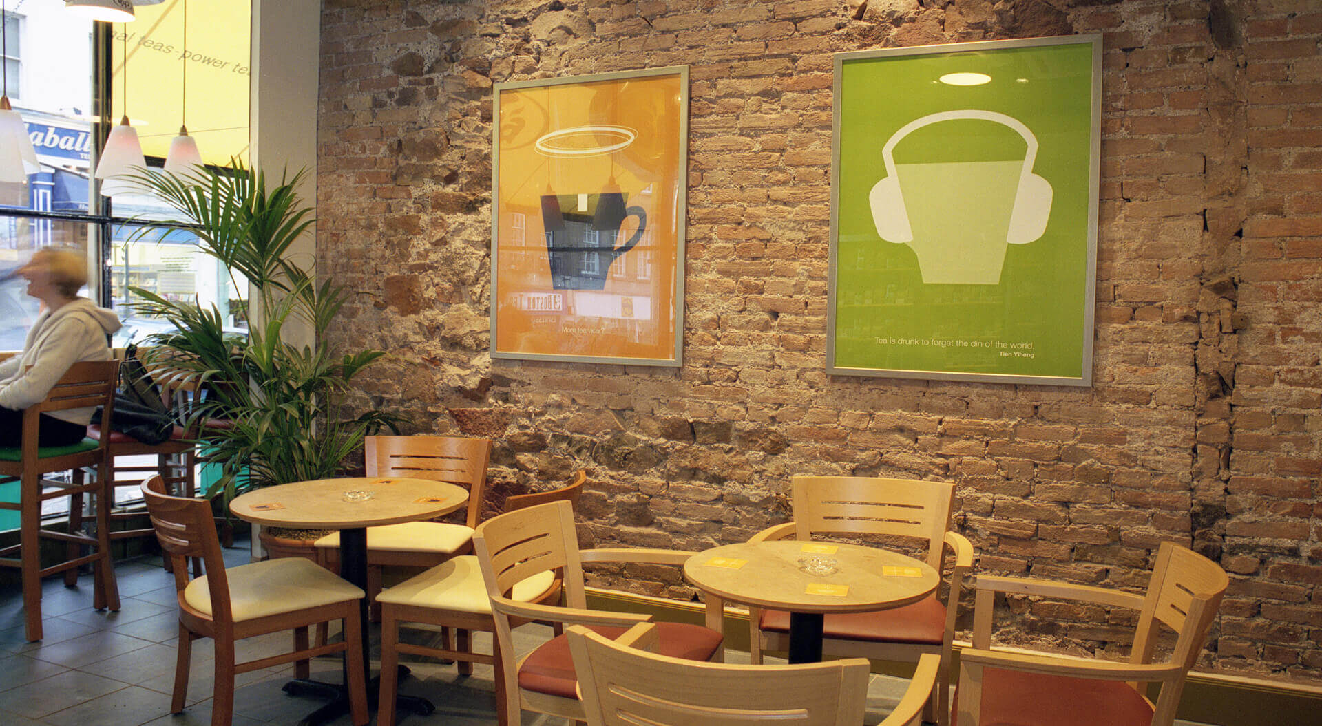 Cha Teahouse café  interior design seating area and branding