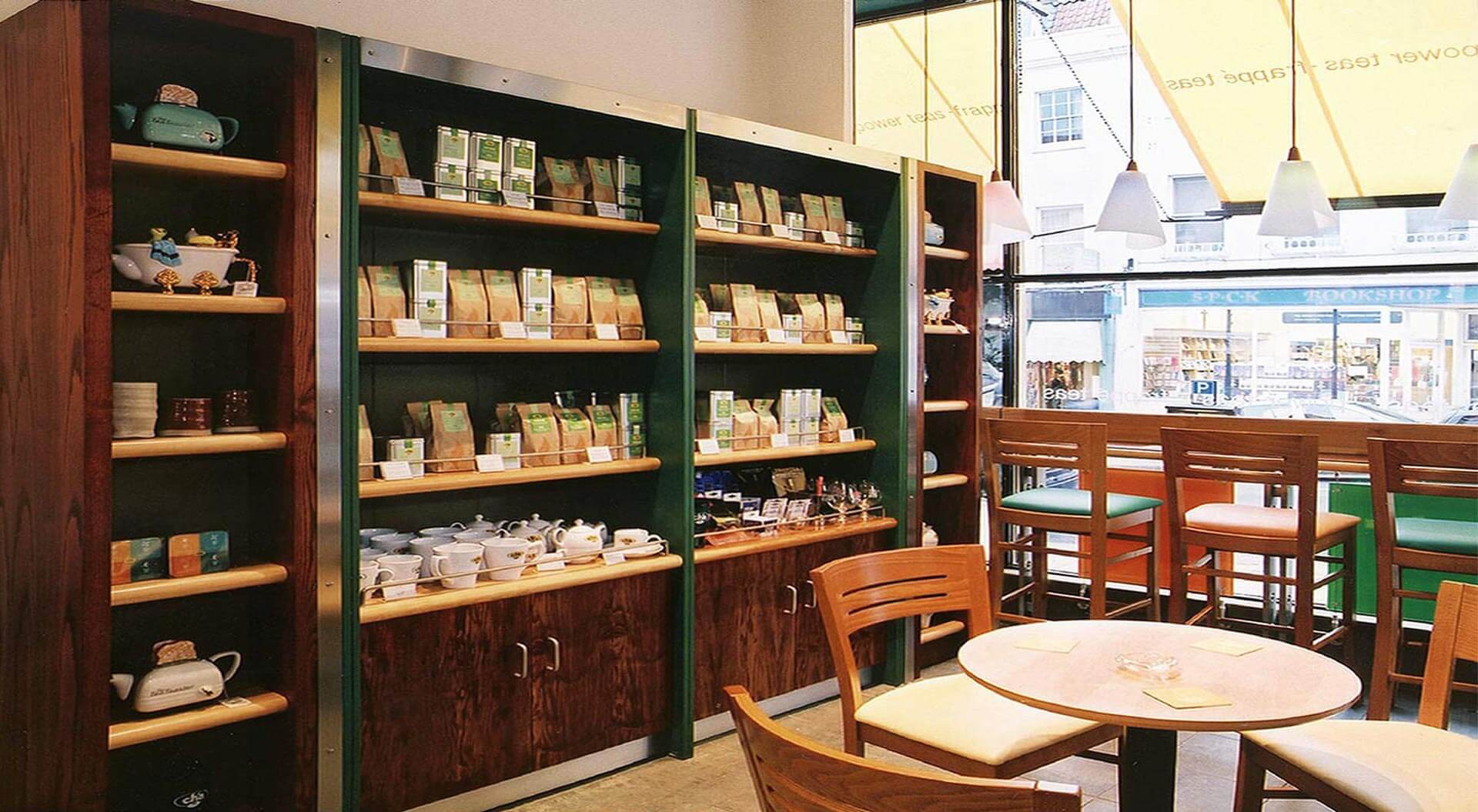 Cha Teahouse café  interior design seating area and impulse merchandising