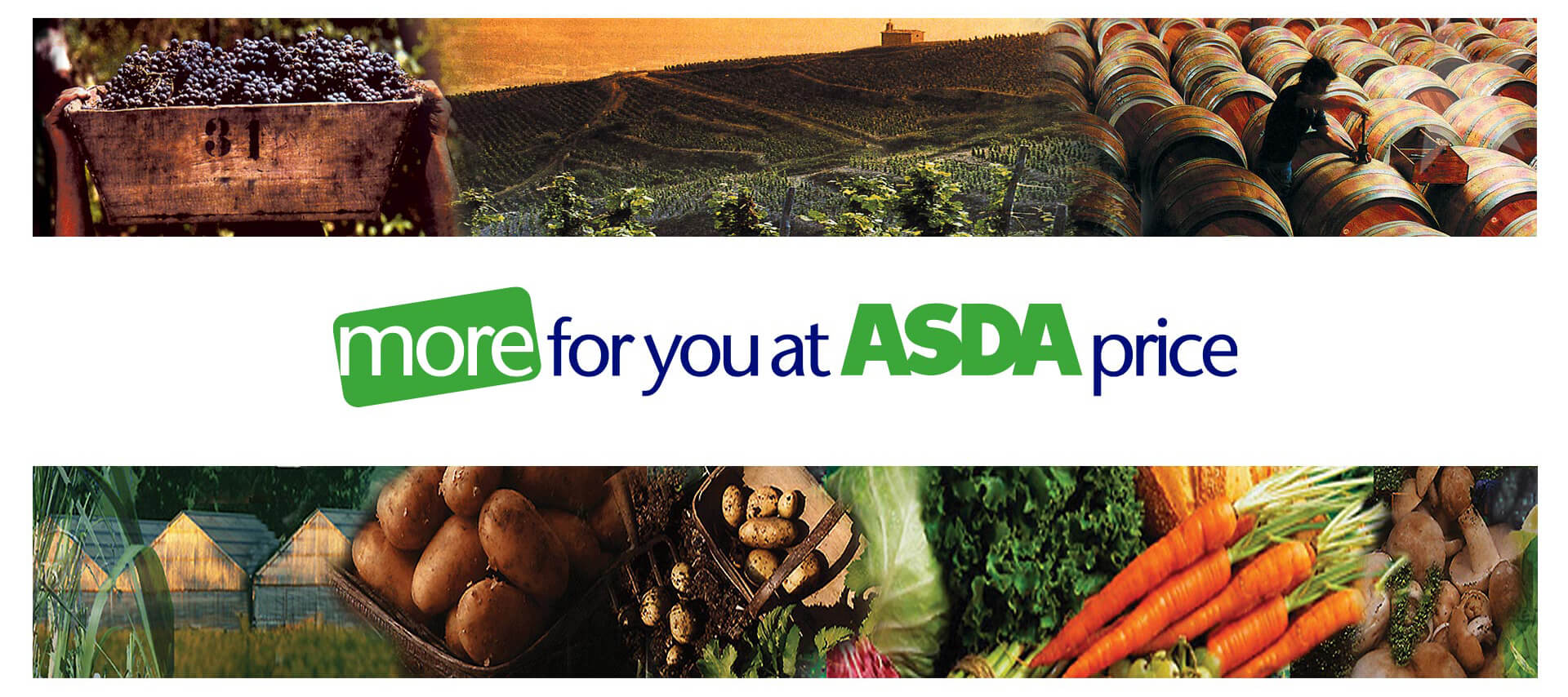 In store department graphics forwine and fruit and vegetables, more for you at Asda price