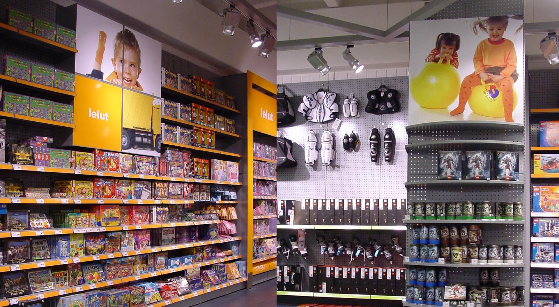 K CityMarket hypermarket Finland, children's toy department merchandising system and branding