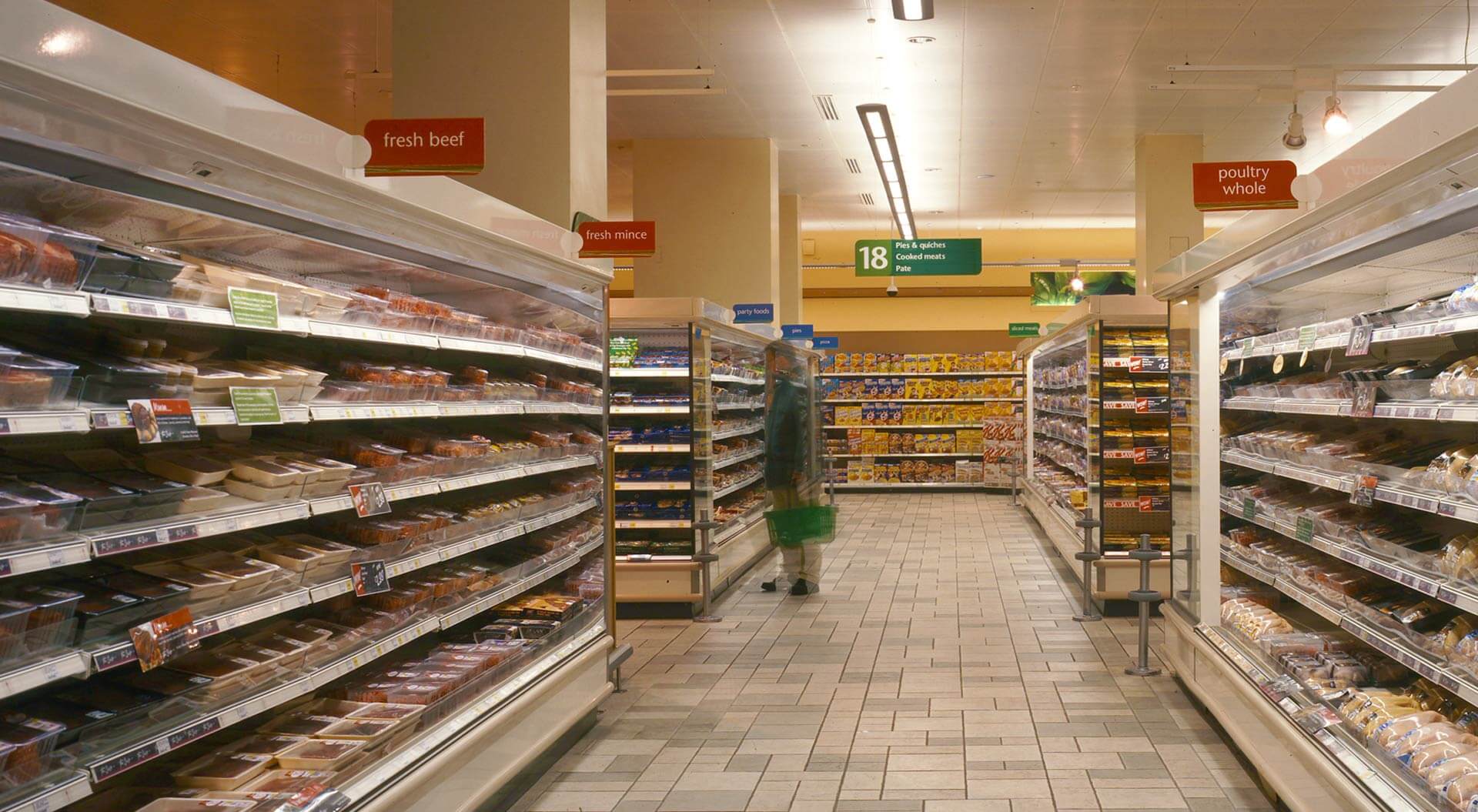 Safeway supermarkets interior store design for cilled meat department merchandising display