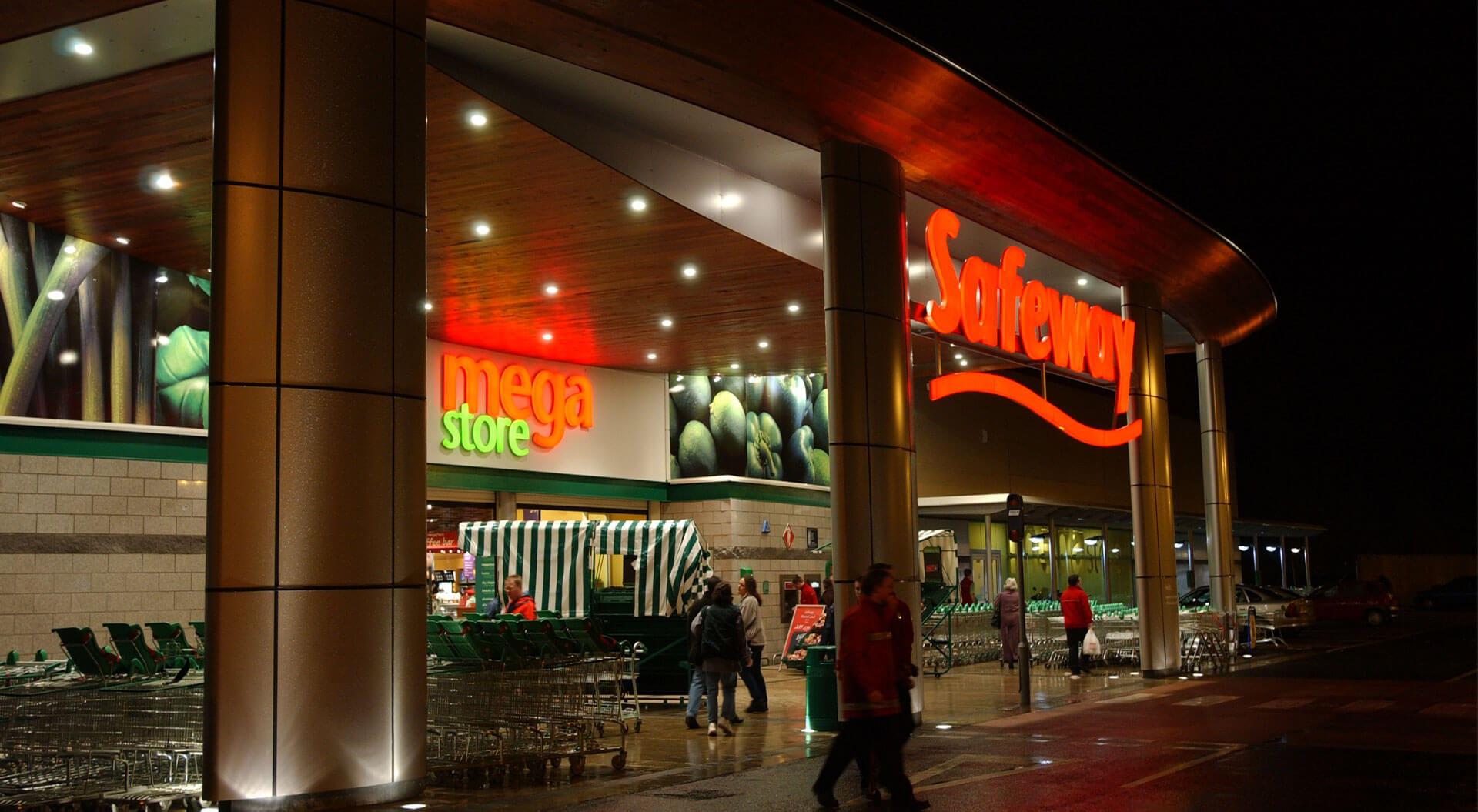 Entrance to Safeway Mega store hypermarket design and external branding