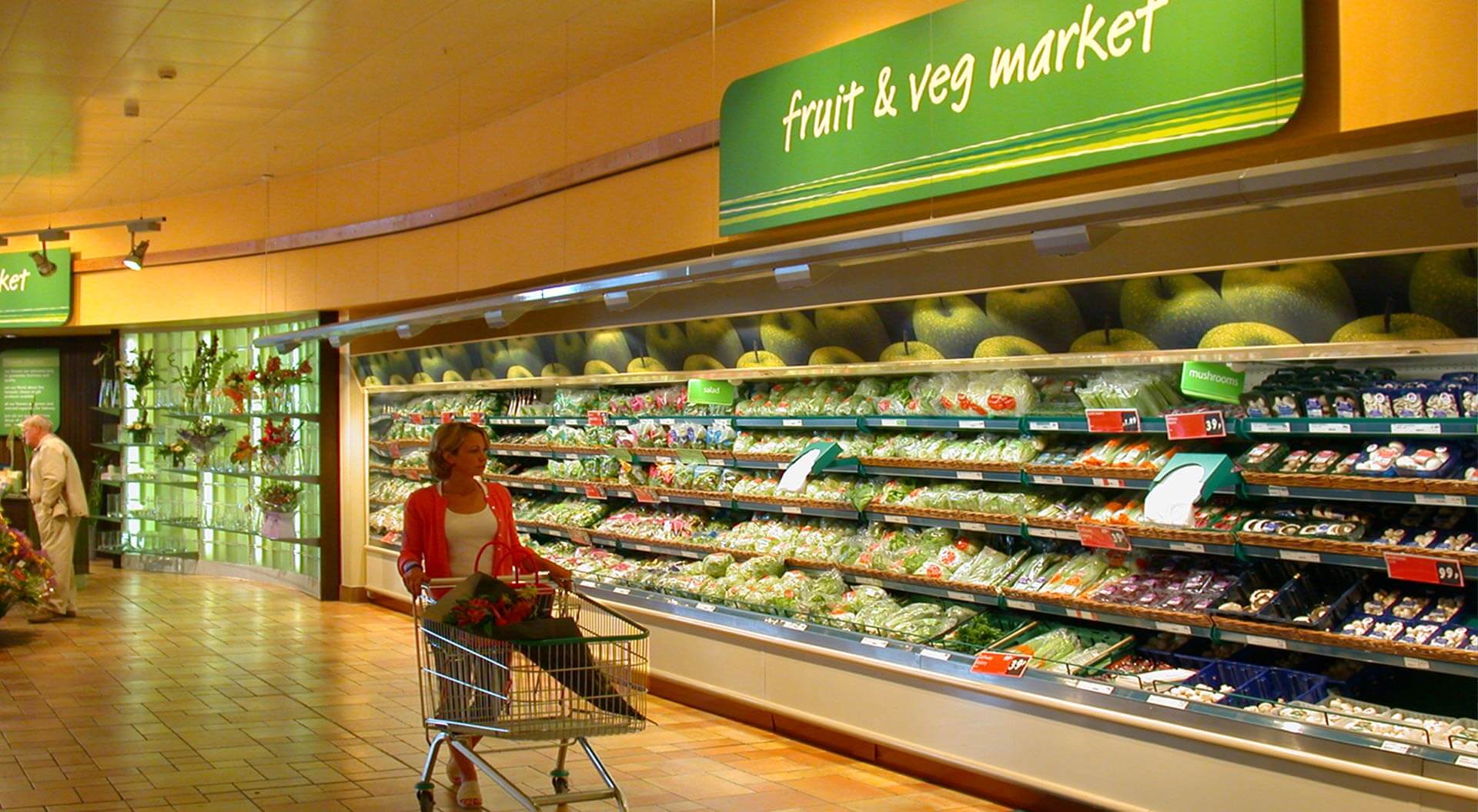Safeway supermarket interior store design and branding for fruit and vegatables market