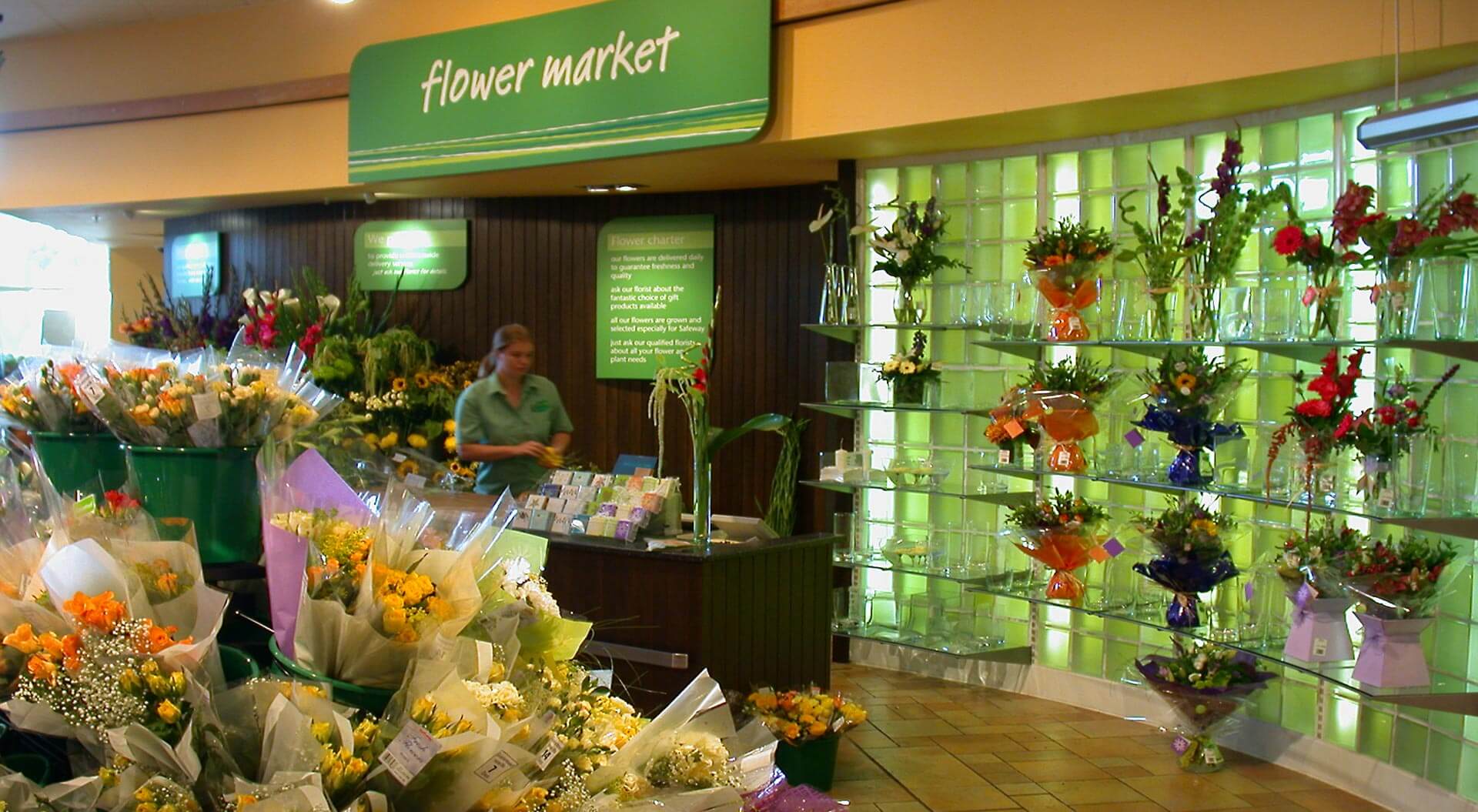 Safeway supermarket interior store design and branding for flower market