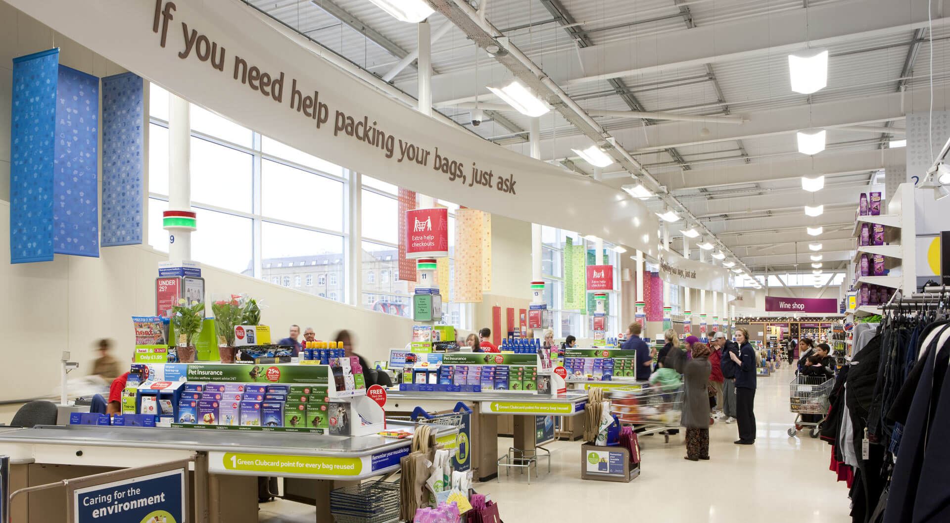 Retail branding, corporate identity, brand, hypermarket interior design planning, marketing POP in-store, grocery food supermarkets - Tesco