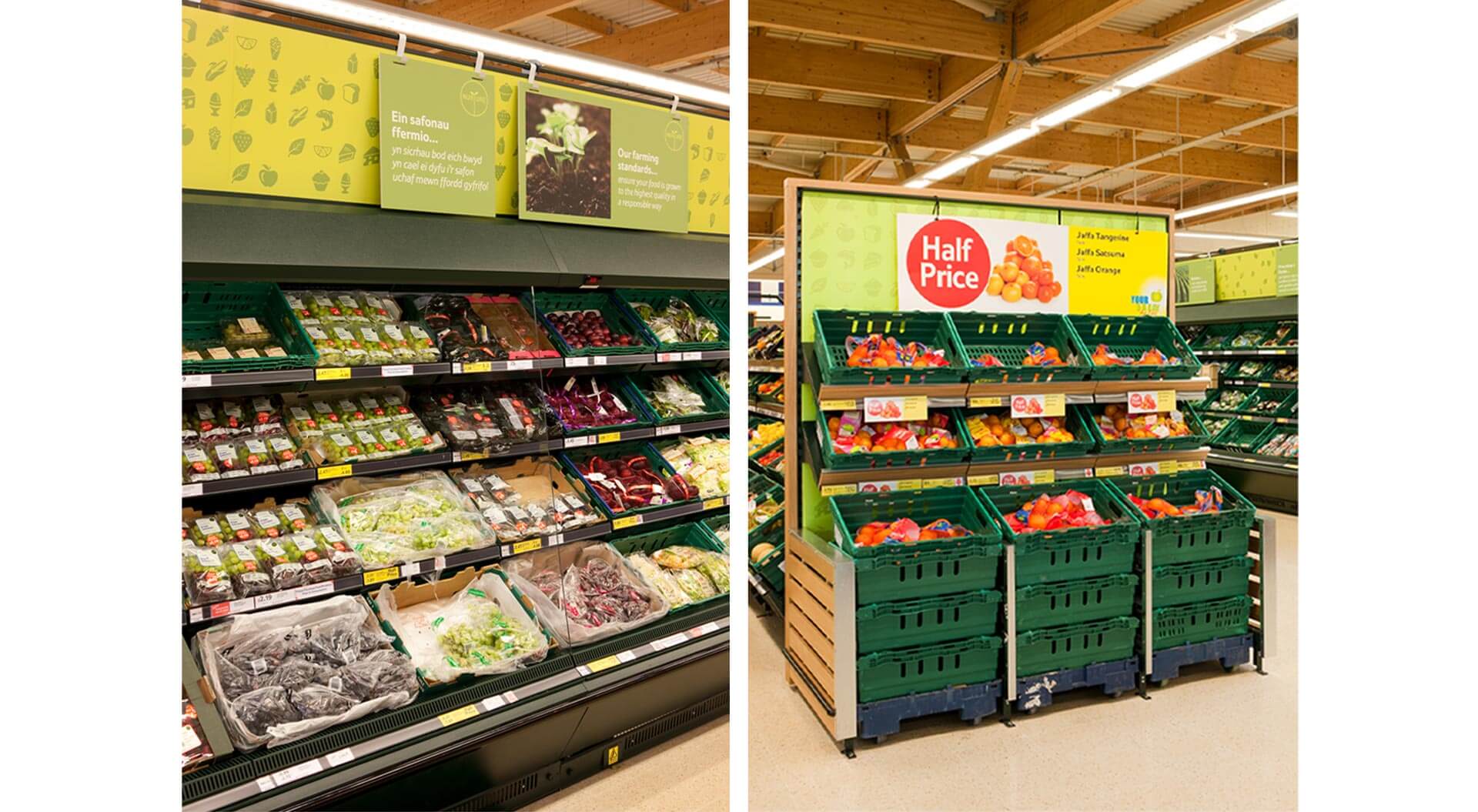 Tesco supermarket welshpool fresh produce merchandising systems and graphic communications