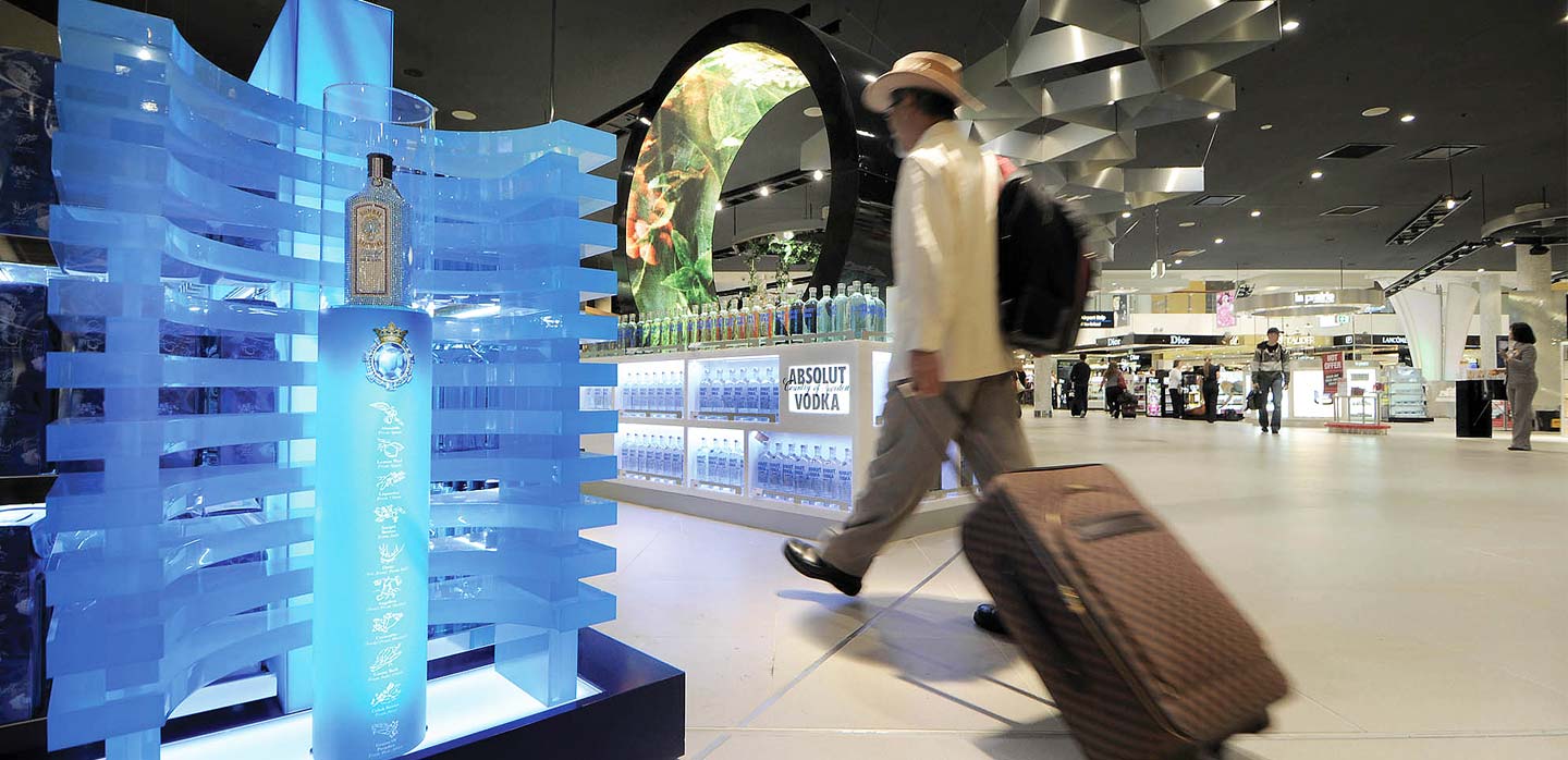Innovative visual merchandising display Sydney Airport designed by CampbellRigg