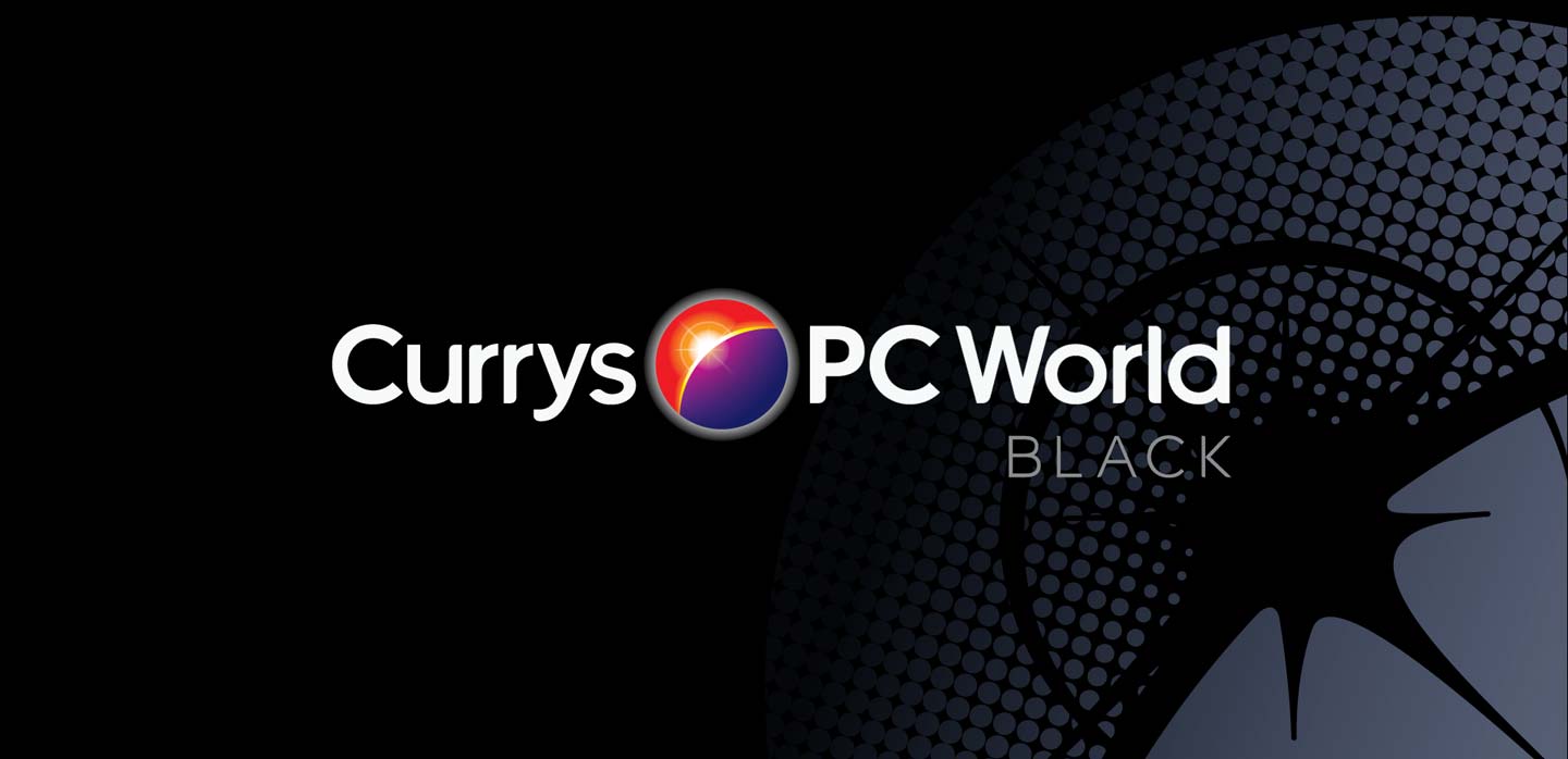 Currys PCWorld brand identity and sub-brand Black designed by CampbellRigg