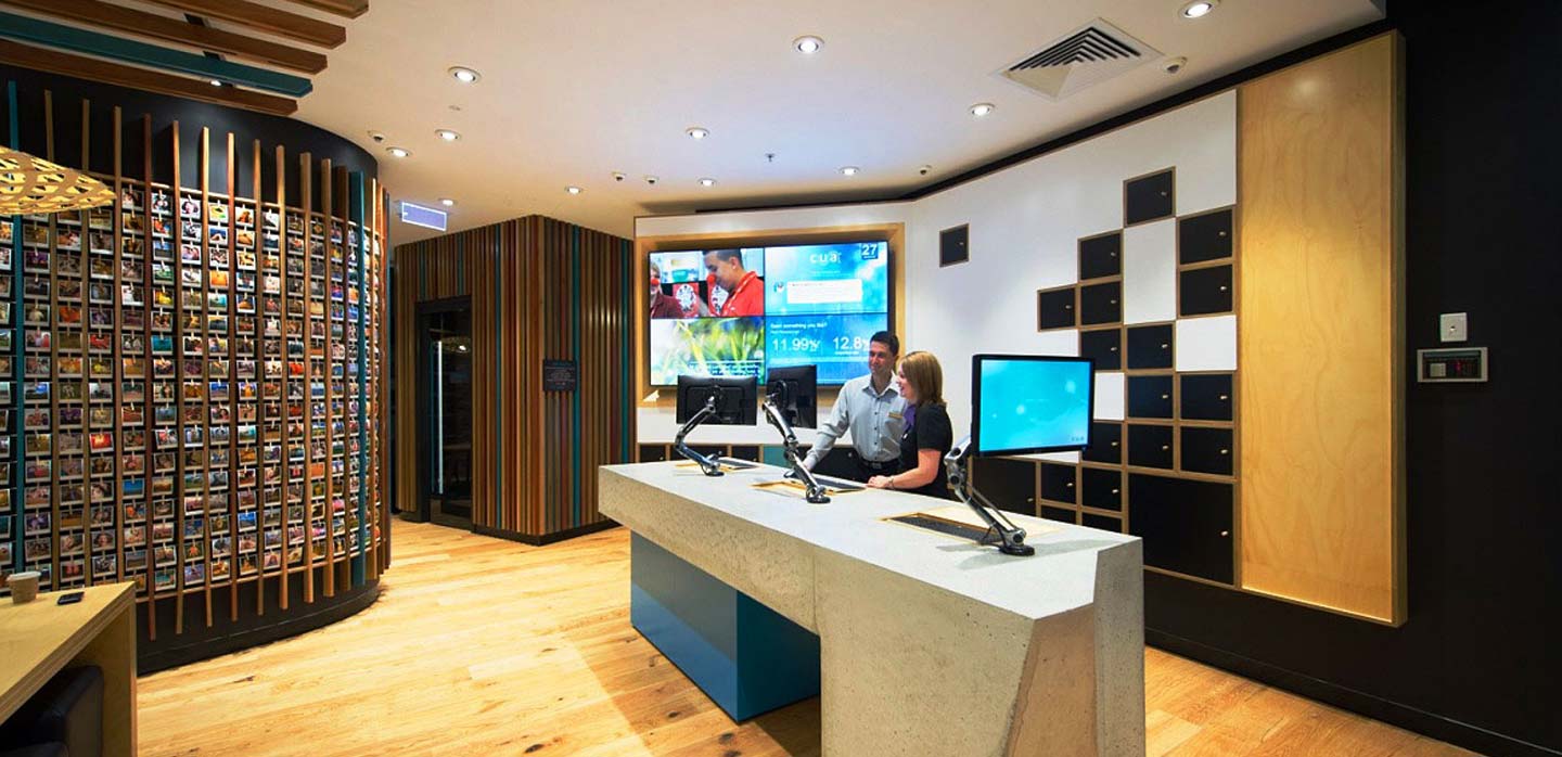 Credit Union Australia bank interior,  Image from The Financial Brand.com