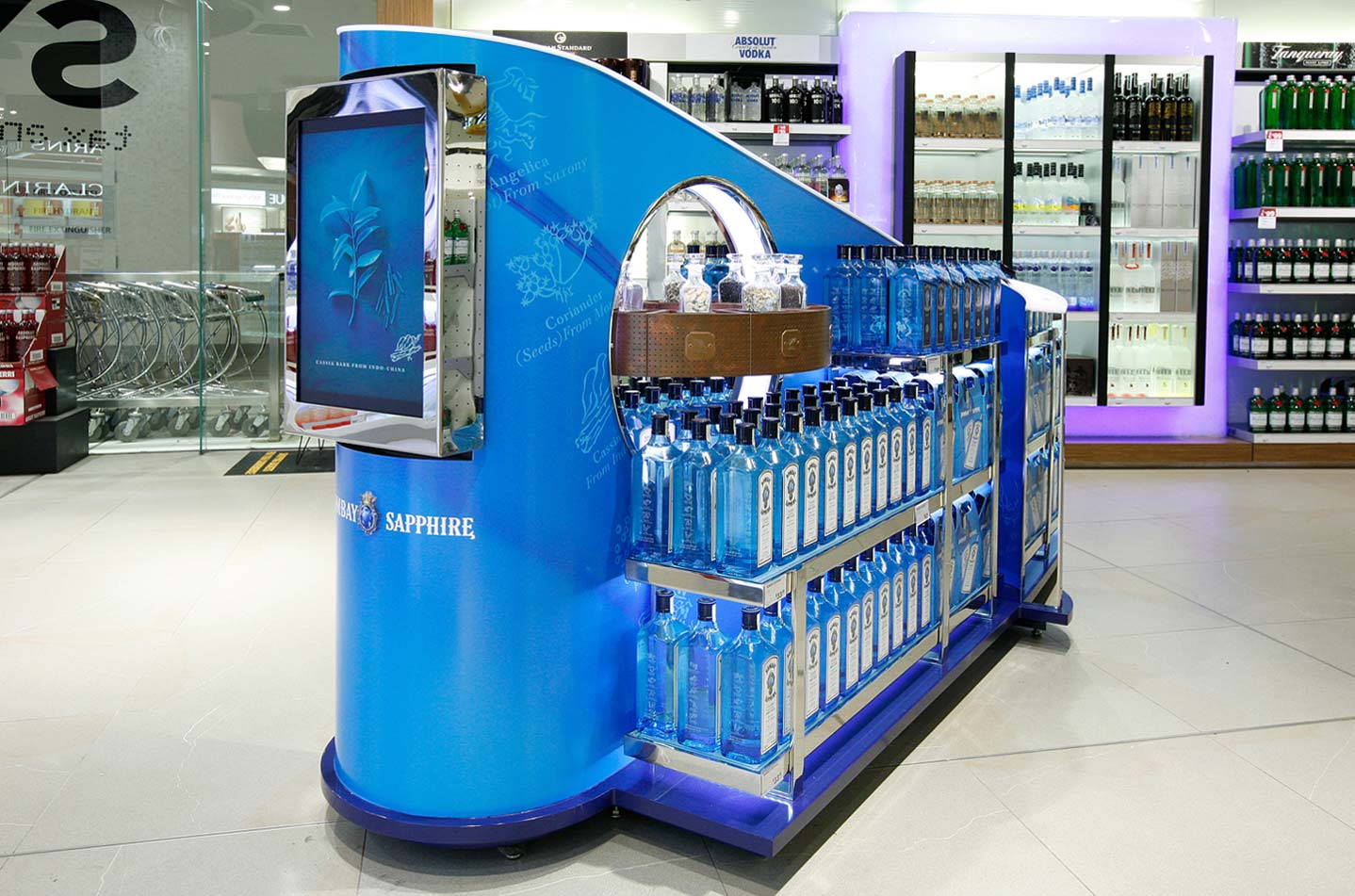 Innovative digital display merchandising solution Bombay Sapphire