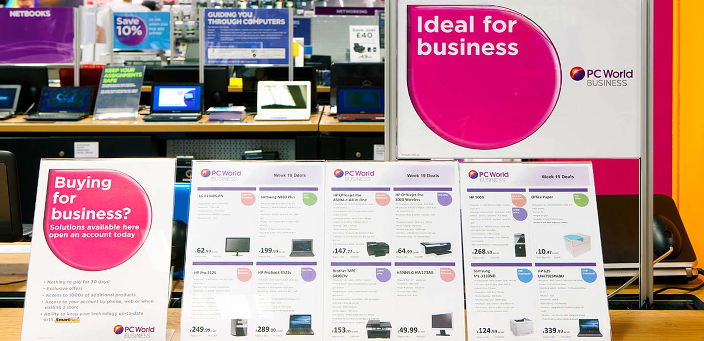 Currys PC World business sub brand identity and point of sale brand tool kit